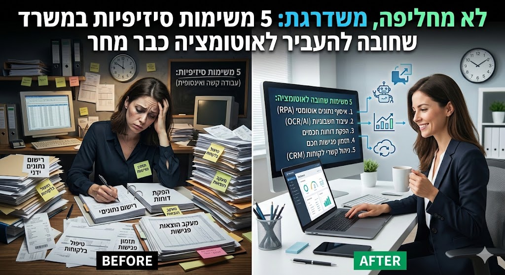 משימות סיזיפיות במשרד שחובה להעביר לאוטומציה כבר מחר